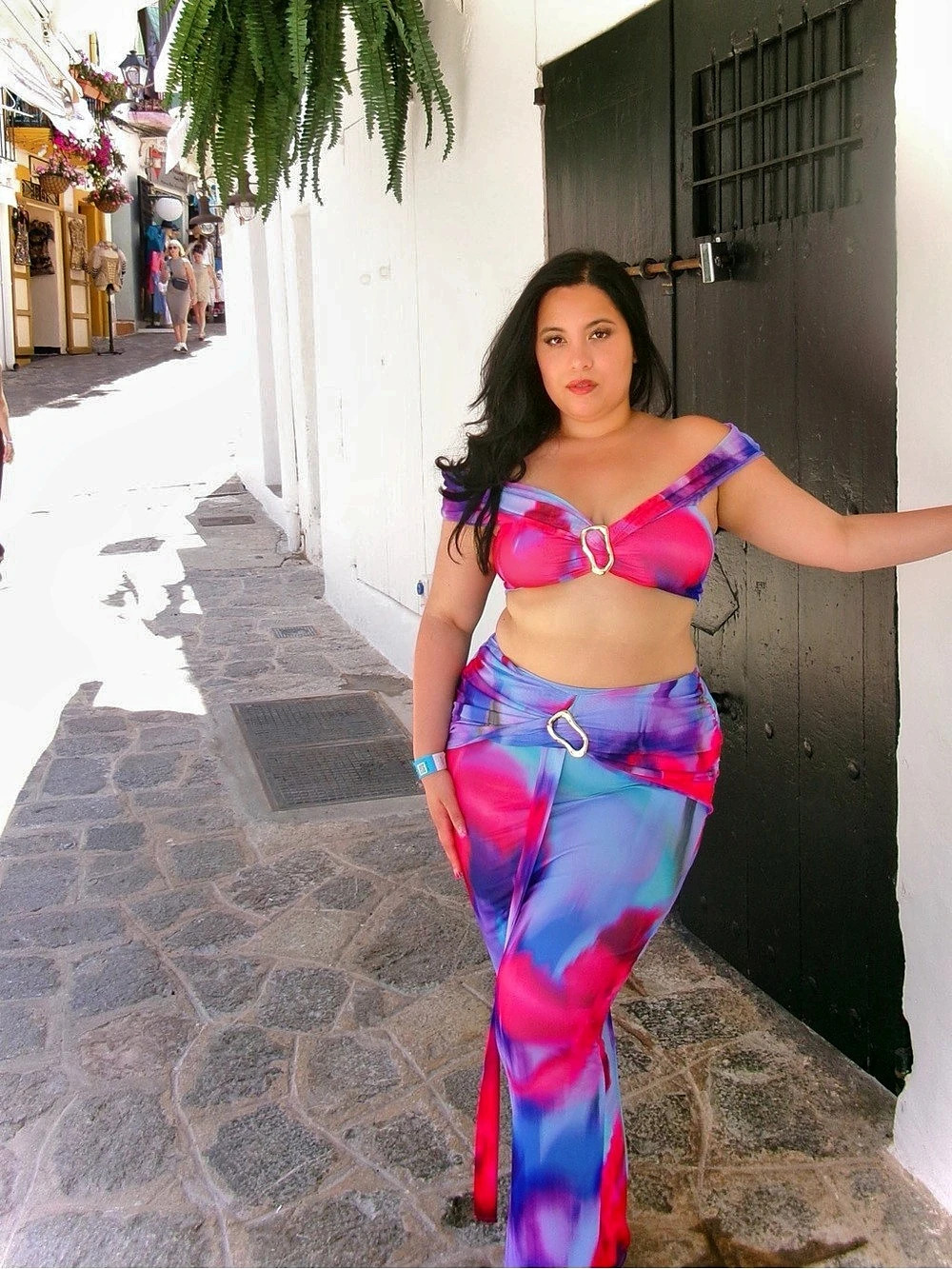 Women's Abstract Pink & Blue Two-Piece Set Like New